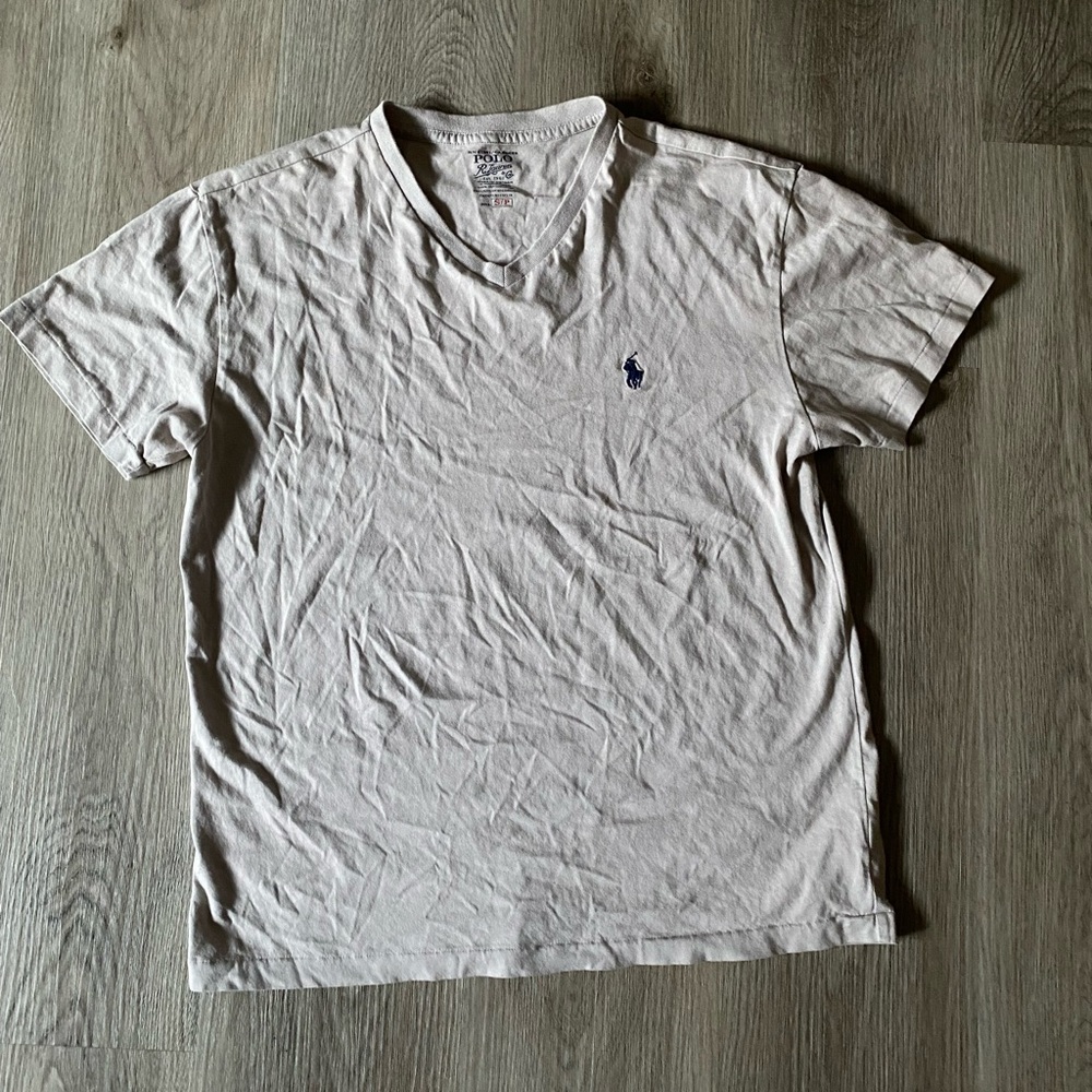 Polo by Ralph Lauren Light Gray V-Neck Tee